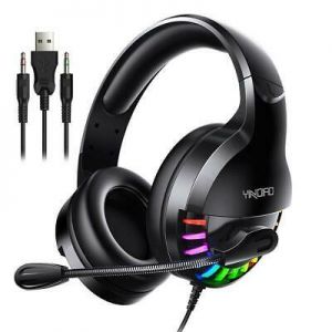 geming geming 3.5mm LED Gaming Headset with Mic Headphones Surround For PC Laptop PSP
